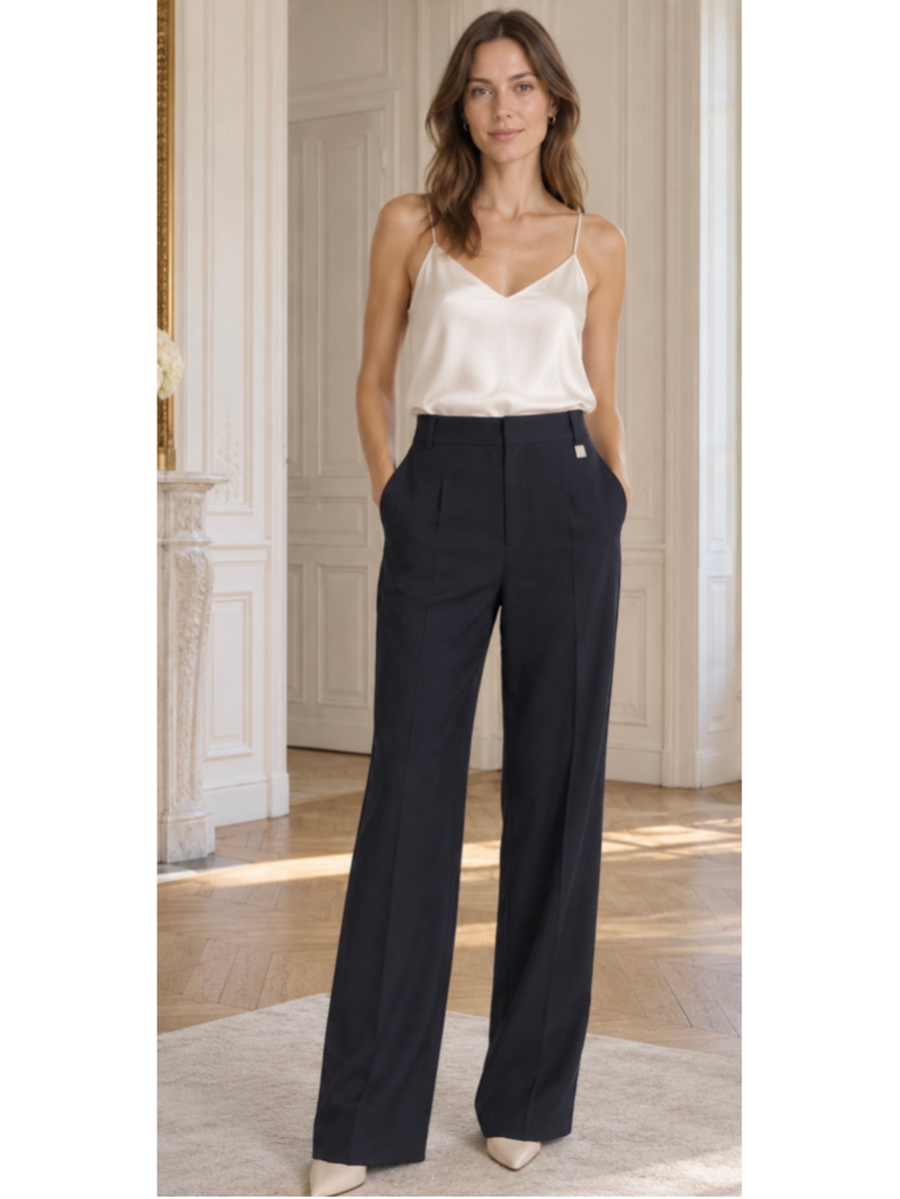 Celine Wide Leg Trousers, Size 8 Black New!